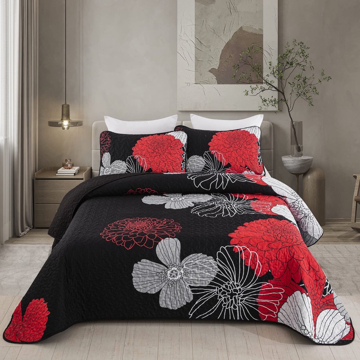 Dailygoods- Bedsprei 220 x 240 cm - Gewatteerd Dekbed - Zacht Microvezel - Inclusief 2 Kussenslopen - Ademend en Kreukvrij - Comfortabel voor Tweepersoonsbed - Dekbedovertrek