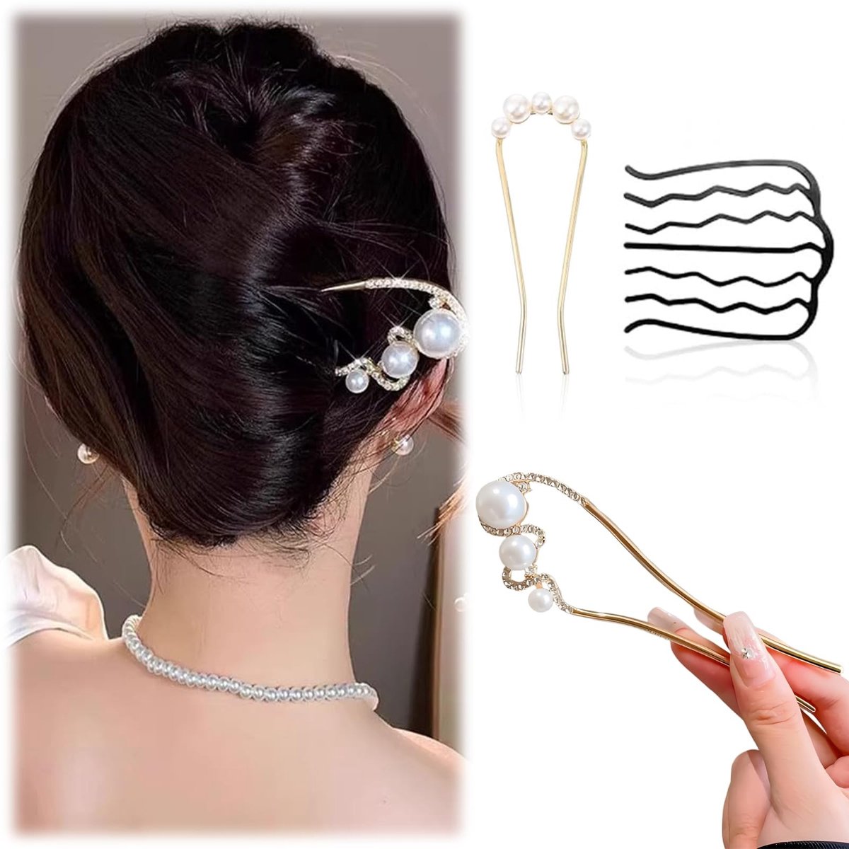 Dailygoods- Haarspelden Goud - Franse Haarspelden - U-vormige Haarspelden - Metalen Haarspelden - Haaraccessoires - 3 Stuks - Haarclips