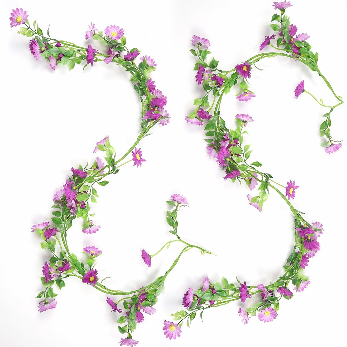 Dailygoods- Kunstbloemen Realistisch - Kunstbloemen Krans - Kunstbloemen voor Bruiloft - Kunstbloemen voor Buiten - Kunstbloemen Wanddecoratie - 2 x Kunstslinger Ornament - Decoratiebloemen