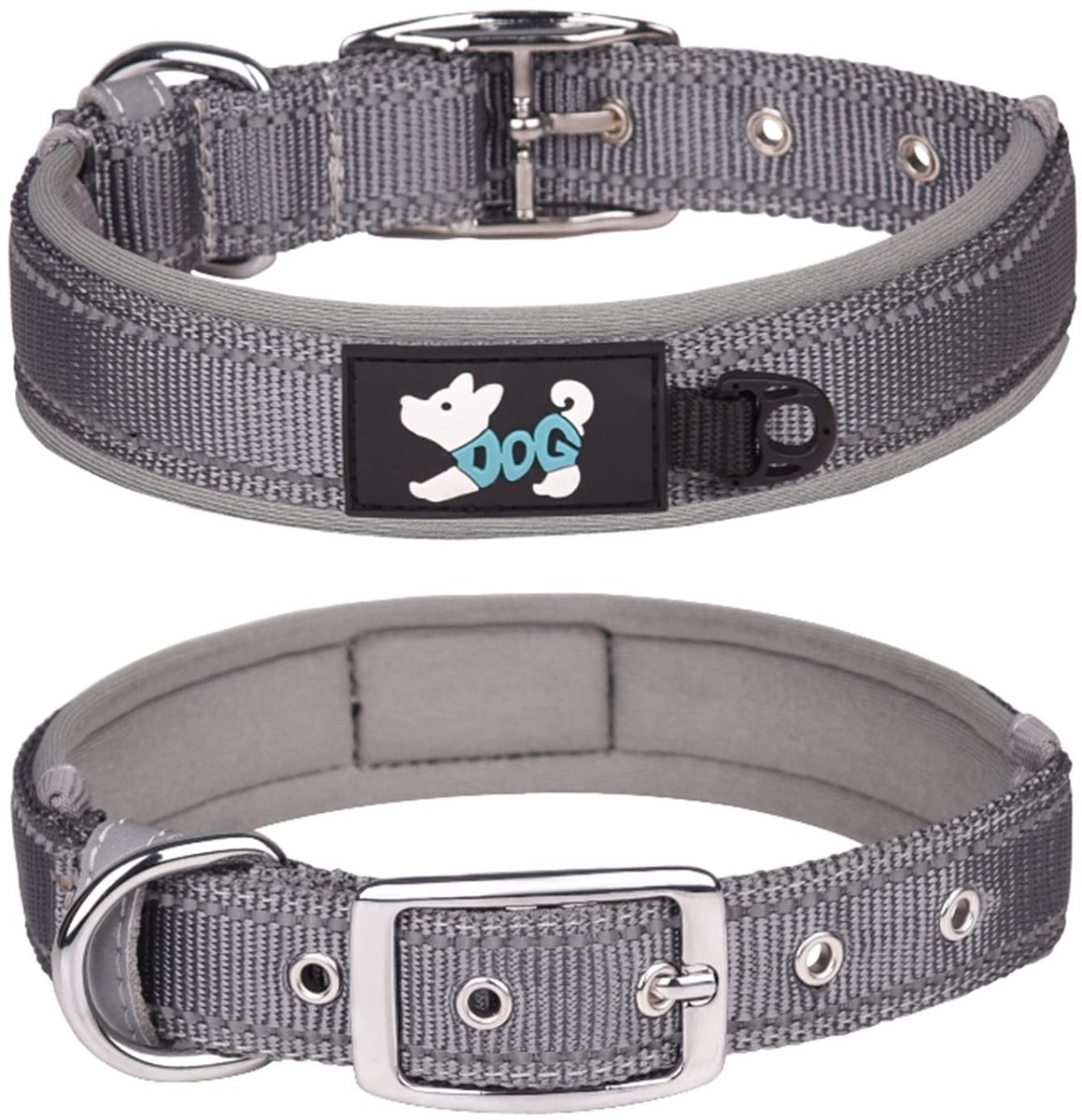 Dailygoods- Halsband Zacht Neopreen - Verstelbaar - Reflecterend - Hondenhalsband - Voor Grote Honden - Maten S/M/L/XL