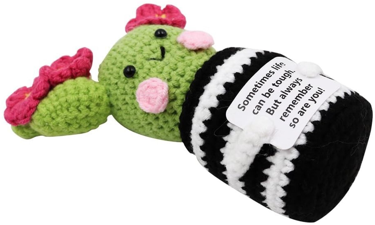 Dailygoods- Cactus Pop - Groene Pluche Planten - Gehaakte Cactussen - Grappige Decoratie - Aardappelhouder - 8,8 cm x 5,3 cm