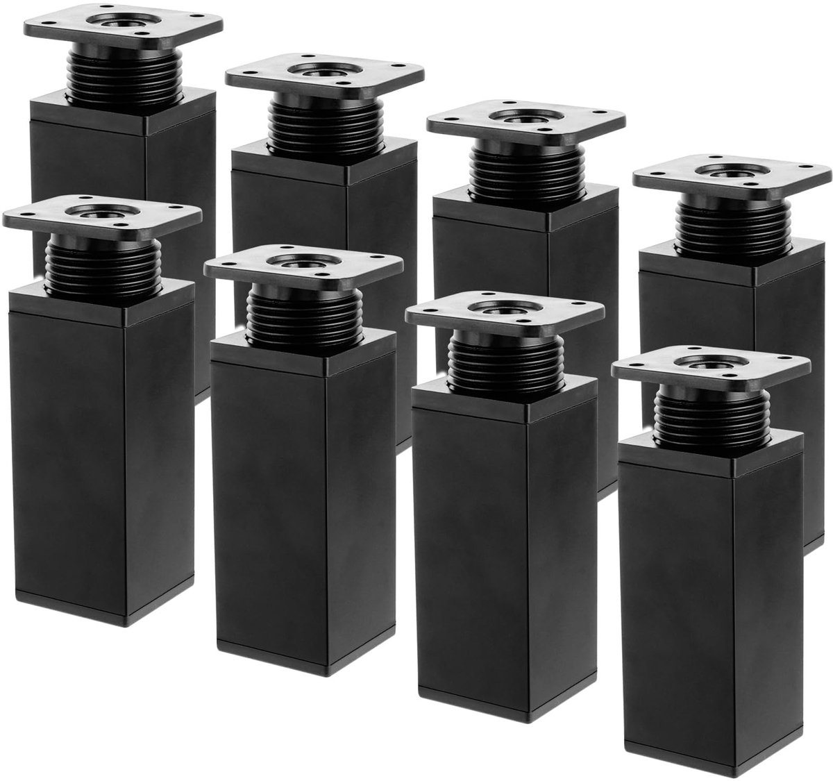 Dailygoods- Meubelpoten 10 cm hoog - Verstelbaar - Set van 8 - Zwart - Met schroeven - Maximaal draagvermogen 30 kg - Meubelbenen