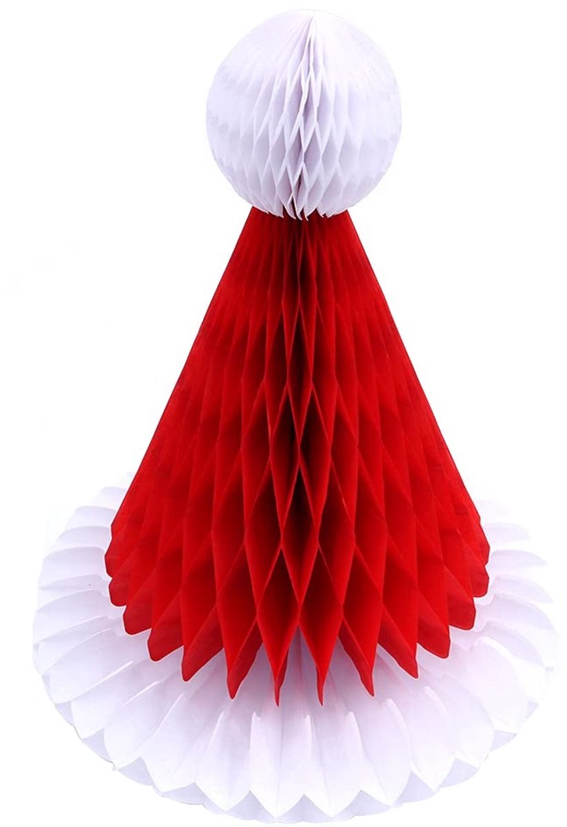 Dailygoods- Kerstdecoraties Set van 5 - Honingraat Ballen - Papier Pompom - Opknoping Plafond/Muur Decor - Perfect voor Feestdagen - Stevig Koord - Kerstversiering
