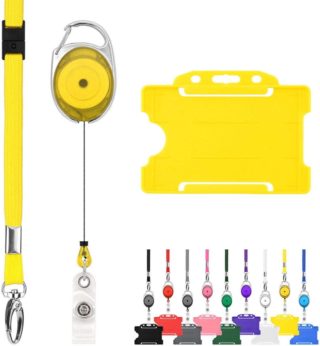 Dailygoods- Sleutelkoord Uittrekbaar - ID-houder - Antiverstikking - Metalen Kreeft Clip - Trio Set - Handig en Stevig - Lanyard