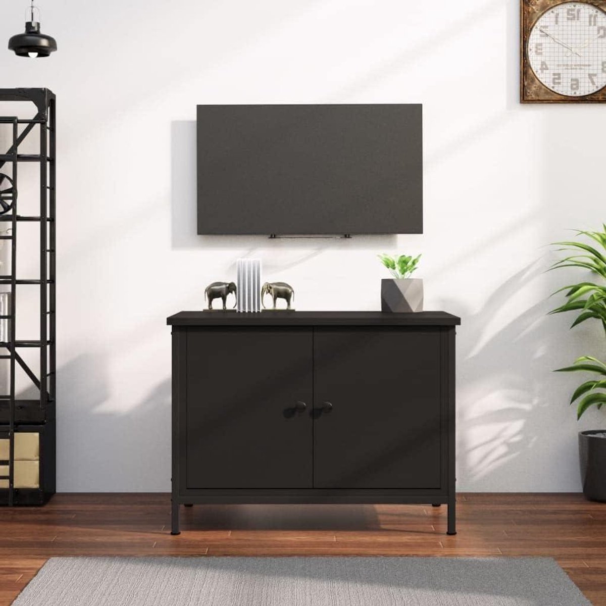 Tv-kast Dressoir - TV Tafel - Woonkamer Opbergen - Praktische Deuren - 60 x 35 x 45 cm - Zwart