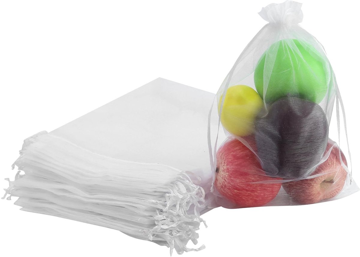 Dailygoods- Organza-zakjes 20 x 30 cm - 55 stuks - Trekkoord - Voor geschenken/snoep - Hoogwaardige organza/tule - Perfect voor bruiloften - Geschenkzakjes