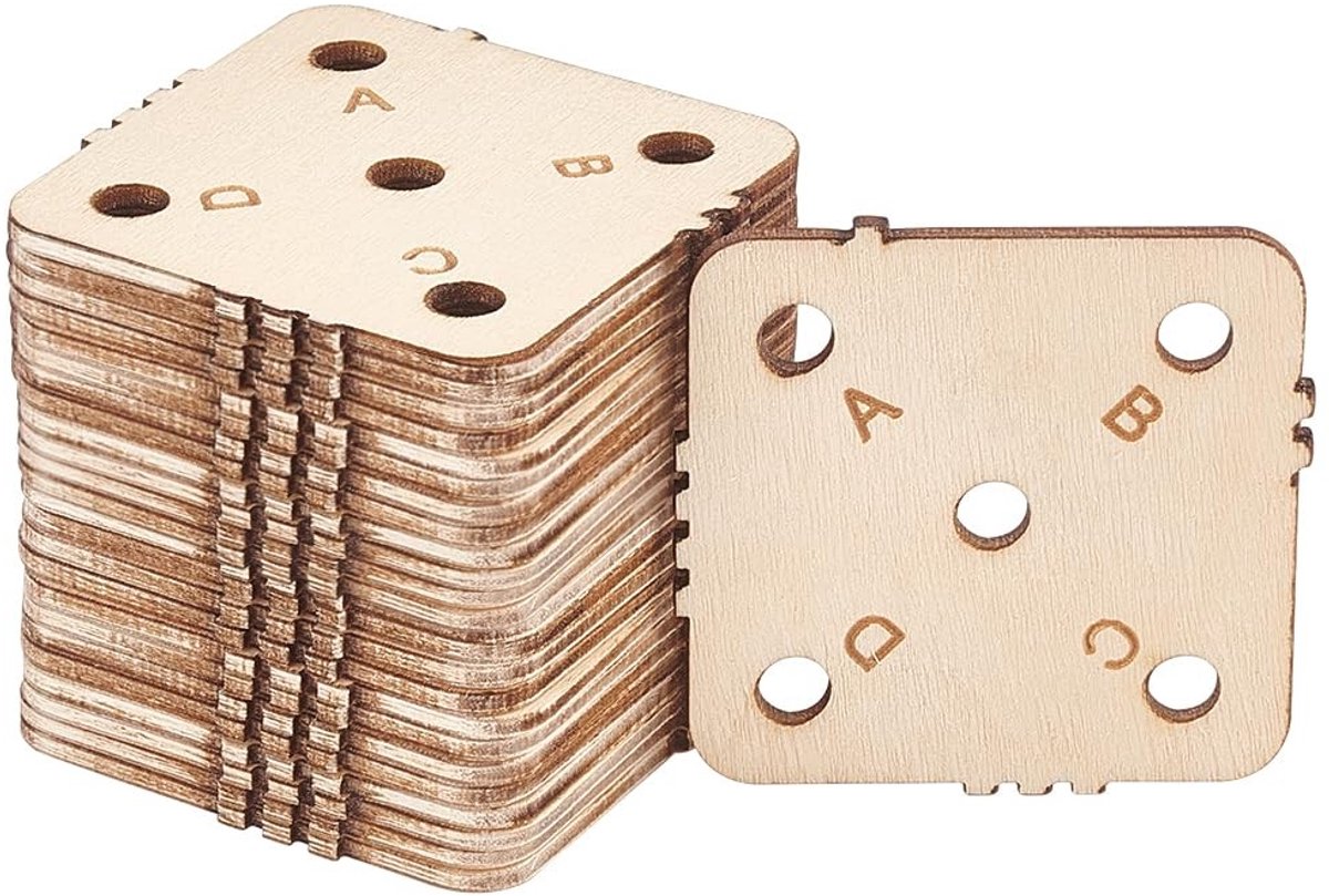 Dailygoods- Weven Kaarten 24 Stuks - Houten 5-Gats Loom Kaarten - 46,5X46,5Mm - Lichtgewicht - Duurzaam - Eenvoudig te gebruiken - Weefkaarten