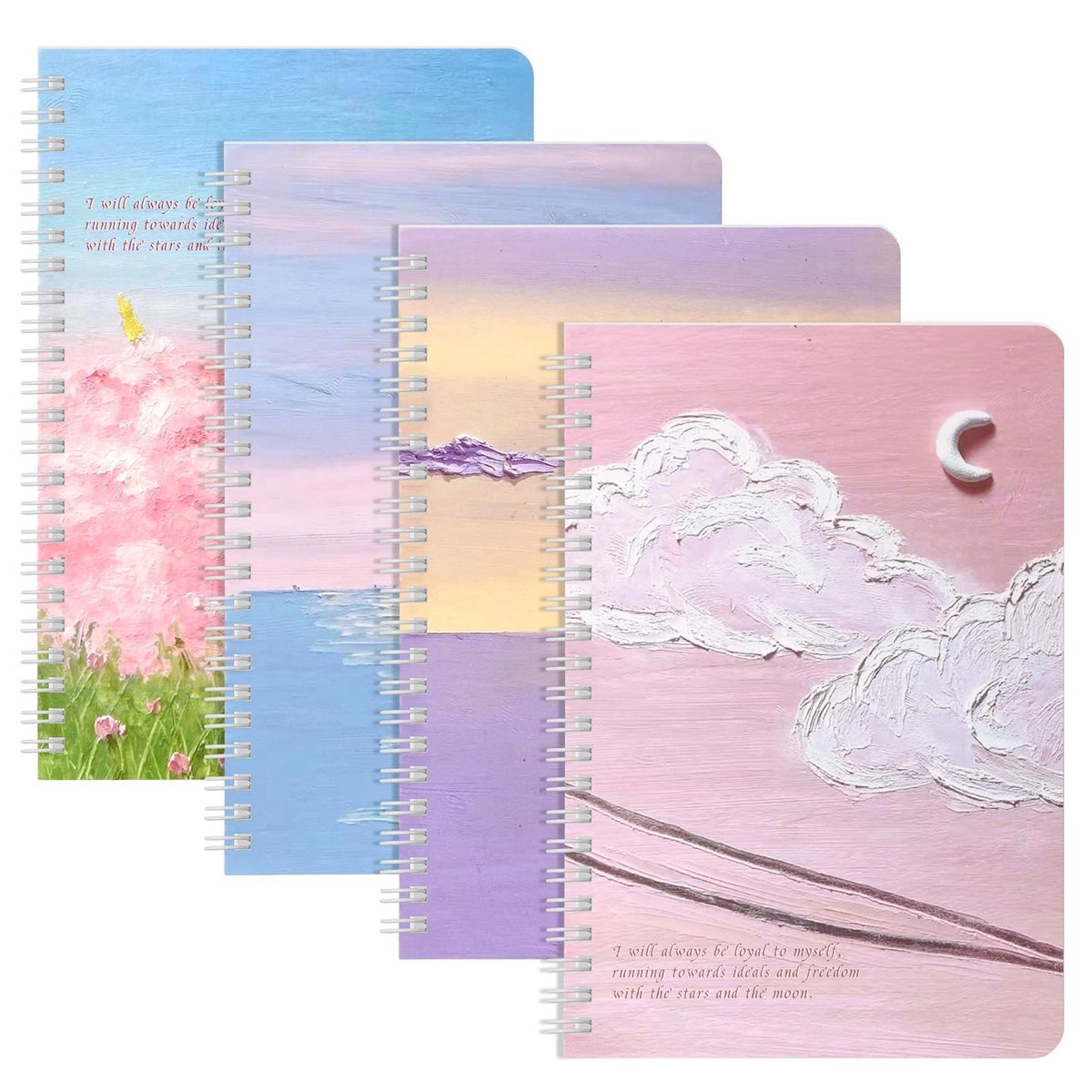 Dailygoods- Notitieboek A5 120 Pagina's - Spiraalvormig - Waterdicht - Gelinieerd - 4-pack - Duurzame Binding - Schrijfblok
