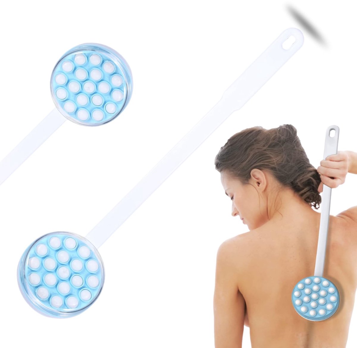 Dailygoods- Rugincrème 2-in-1 - Massageapparaat - Applicator - Douche - Huidvriendelijk - Lange Grip - Duurzaam Materiaal