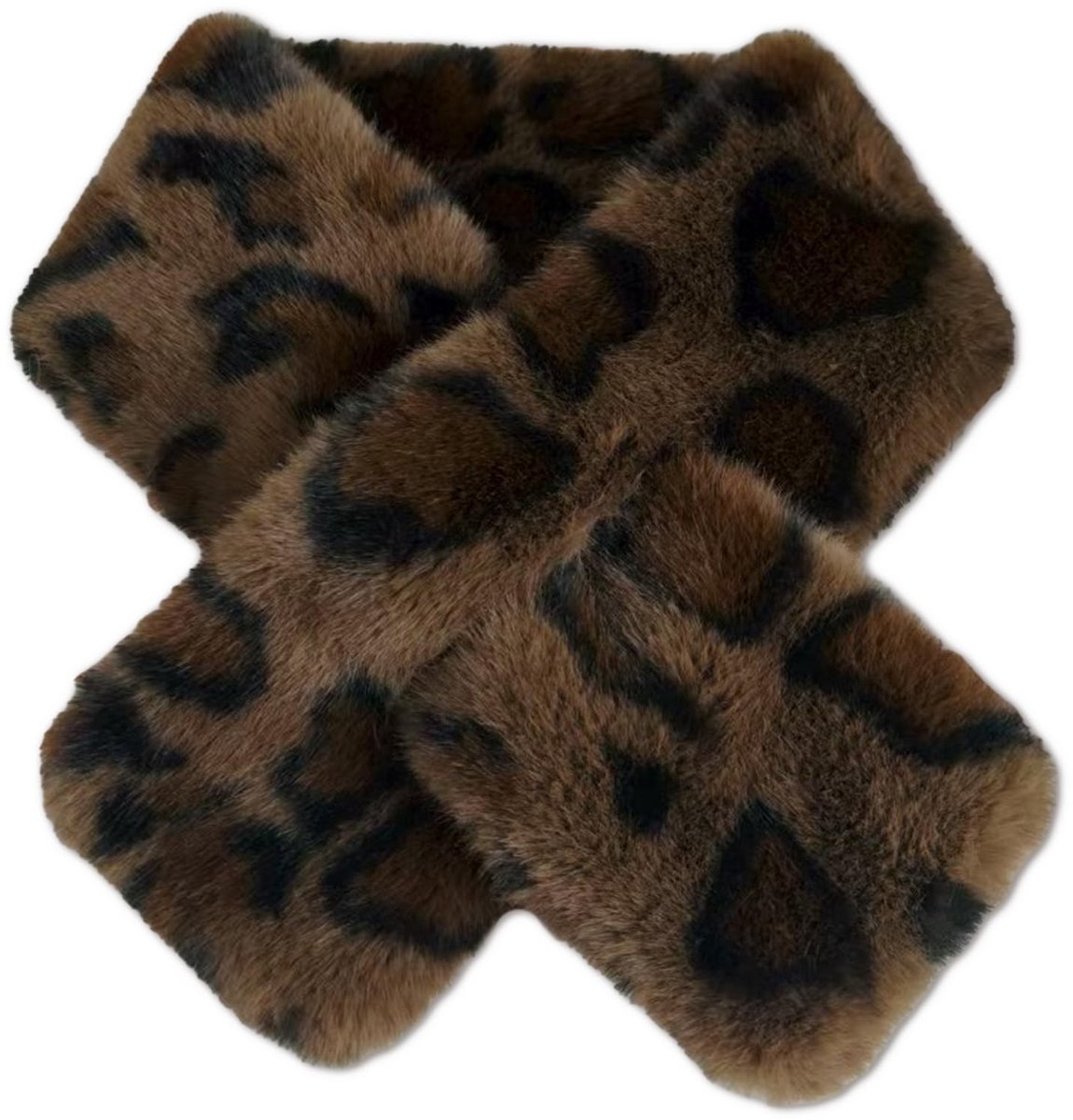 Dailygoods- Damessjaal modieus - Imitatiebont - Luipaardprint - Warm - Nekbedekking - Winter - Pluizig - Sjaal