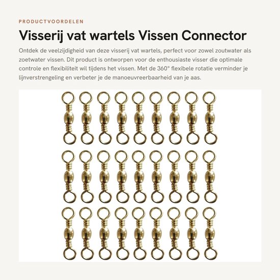 Dailygoods- Wartels 100 Stuks - Vissen Connector - 360° Flexibele Rotatie - Zoutwater/Zoetwater - Sterke Trekkracht - Glad Oppervlak - Visconnector van Dailygoods — afbeelding 3
