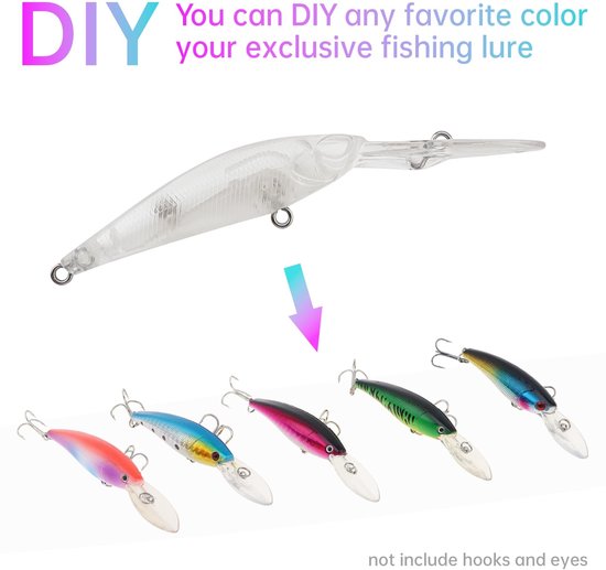 Dailygoods- Visspaties Set 20 Stuks - Ongeverfd Kunstaas - Topwater Crankbait - Drijvende Tackle - 3D Ogen - 9,4 cm/5,4 g van Dailygoods — afbeelding 2