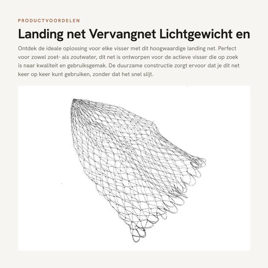 Vervangnet - landing net - handnet beschikbaar voor volwassenen - vissen - hengelsport van Waterside. — afbeelding 4