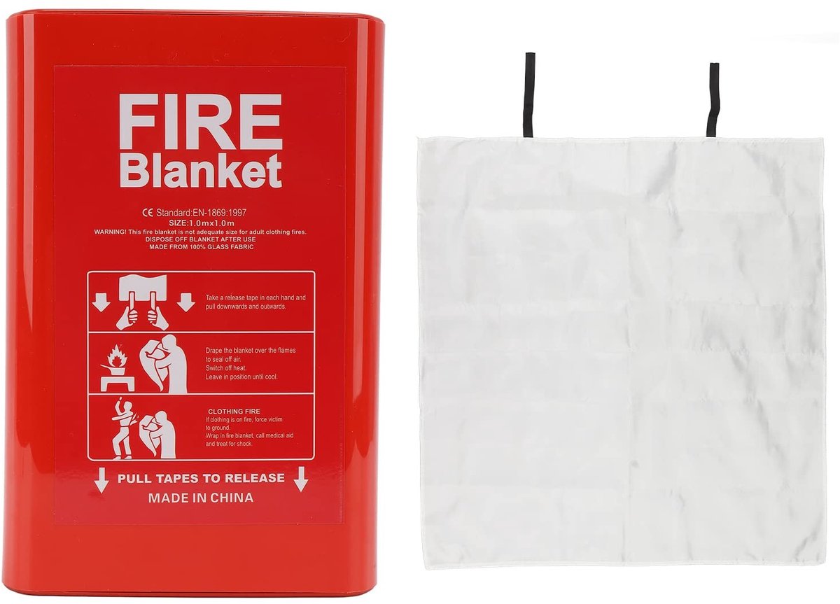 Dailygoods- Branddeken Glasvezel - Brandvertragend - Vlamvertragende Bescherming - Warmte-isolatie - 1 x 1 meter - Geschikt voor Noodgevallen - Blusdeken