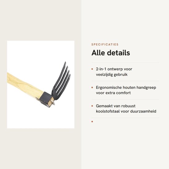 Dailygoods- Tuinhandgereedschap 2-in-1 - Hark/Schoffel - Ergonomische Handgreep - Ruimtebesparend Design - Robuust Koolstofstaal - Veelzijdig Tuingereedschap van Dailygoods — afbeelding 2