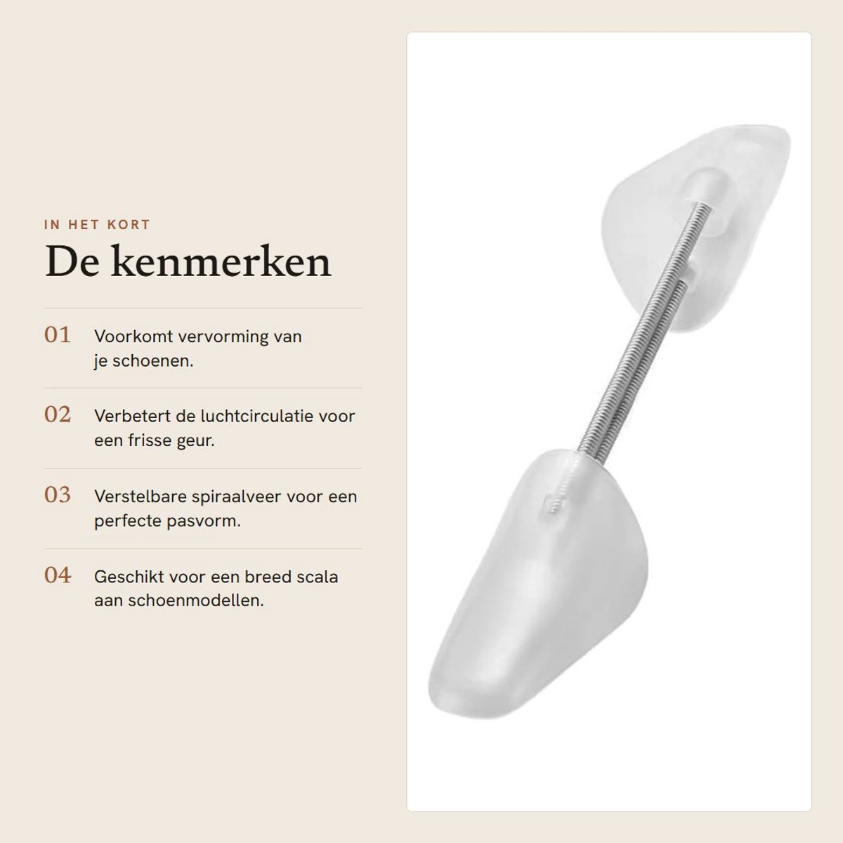 Dailygoods- Schoenenbomen 5 Paar - Verstelbare Schoenspanners - Spiraalveer - Vochtopname - Luchtcirculatie - Geurpreventie