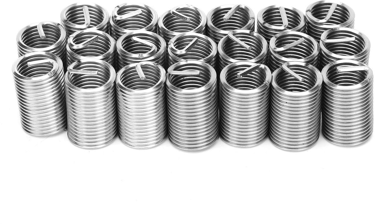 Dailygoods- Draad Reparatie Set 20 Stuks - Roestvrij Stalen Spiraal Inserts - Mouwbussen - Schroefdraadherstel - Corrosieweerstand - Voor Hydraulische Machines - Draadinzetstuk