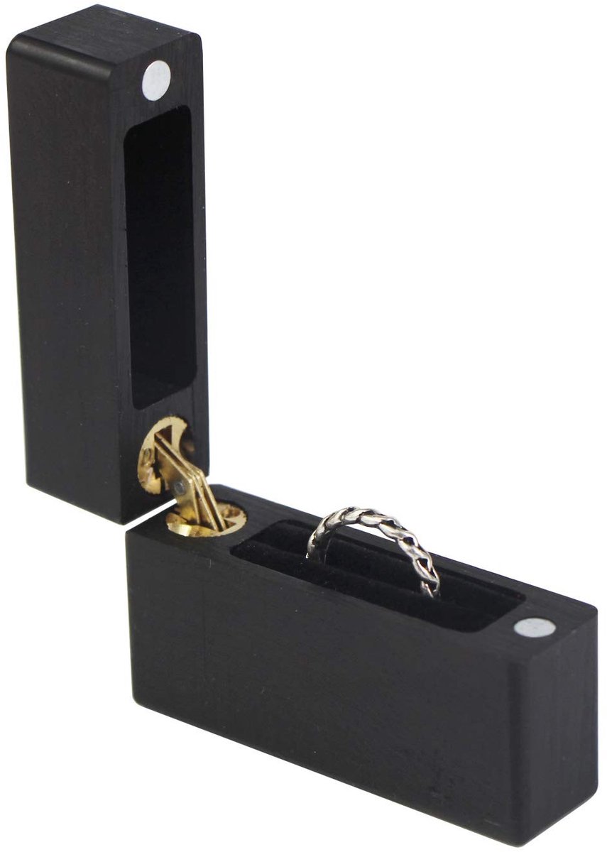 Dailygoods- Sieradenbox Handgemaakt - Ringdoosje - Houten Ringdoos - Draagbaar - Groot/Klein - Afmetingen 6 x 1,8 x 4,2 cm