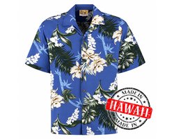 Hawaii Blouse Mannen - Shirt - Hemd - 100% Viscose - Overhemd Heren Korte Mouw - Made in Hawaii "Lanikai Blauw" Maat L