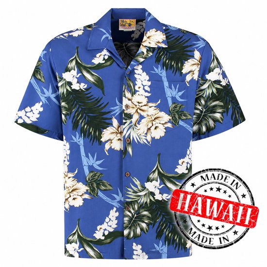 Hawaii Blouse Mannen - Shirt - Hemd - 100% Viscose - Overhemd Heren Korte Mouw - Made in Hawaii "Lanikai Blauw" Maat L