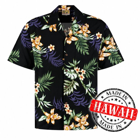 Hawaii Blouse Mannen - Shirt - Hemd - 100% Viscose - Overhemd Heren Korte Mouw - Made in Hawaii "Kona Sunset" Maat L