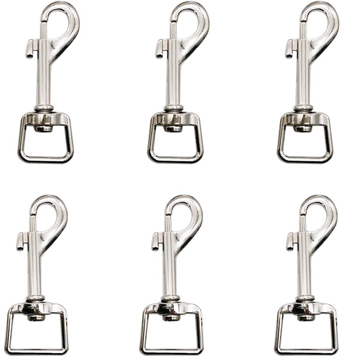 Dailygoods- Draaibare Haken 6 Stuks - Draaibare Karabijnhaken - Zinklegering - Heavy Duty - Sleutelhanger - 6,5 cm/6,6 cm - Karabijnhaak