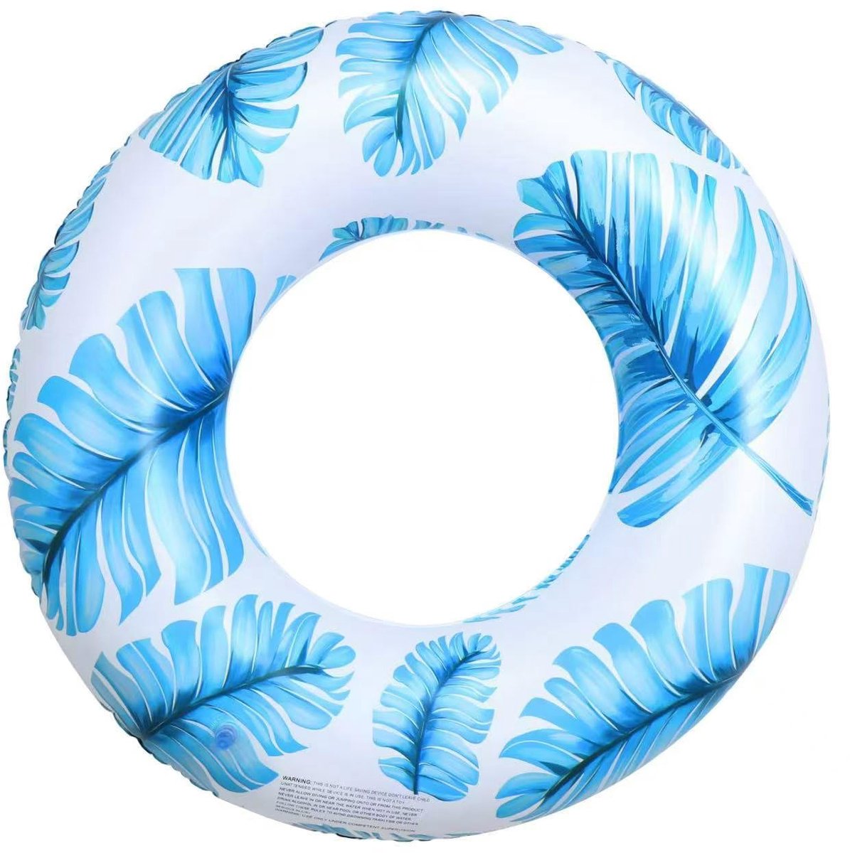 Zwembadmat, opblaasbare zwemband, geschikt voor tieners en volwassenen, tropische bladprint, zwembadfeestdecoratie (blauw)