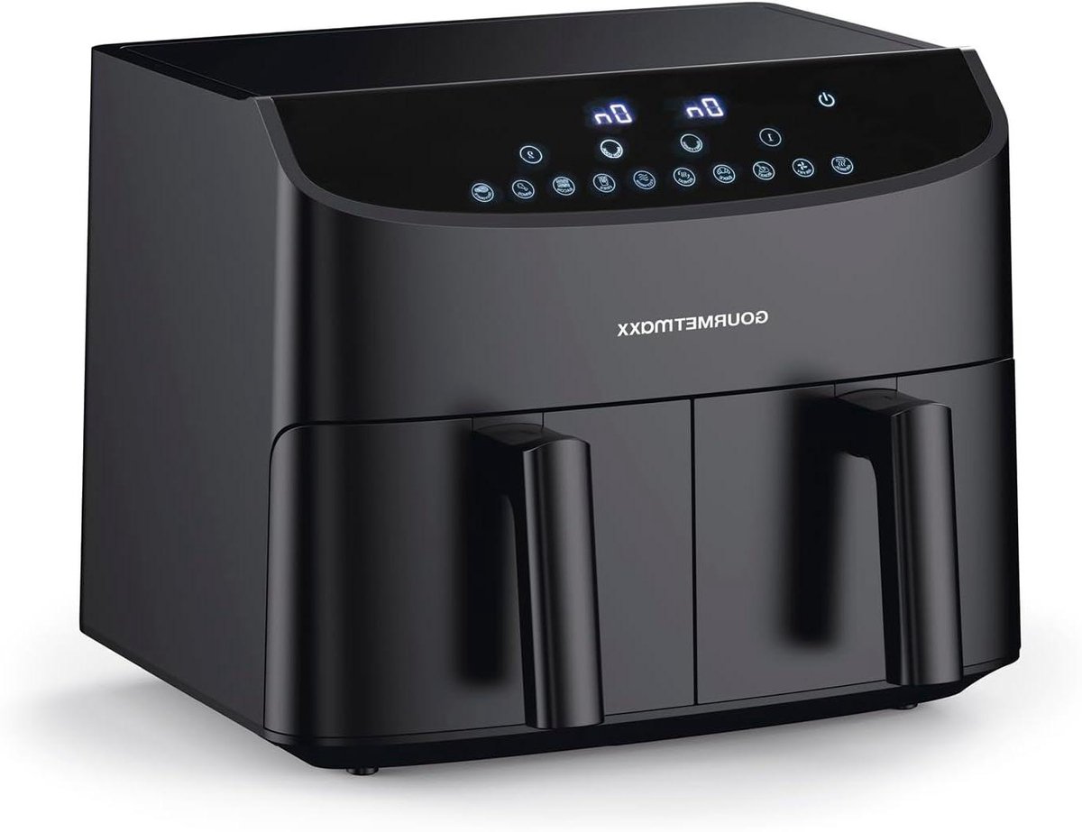 Heteluchtfriteuse Dubbele Kamer - Airfryer Twee Zones - Vetarm Koken - Synchro Kookzones - 7 Liter Totaal - Zwart
