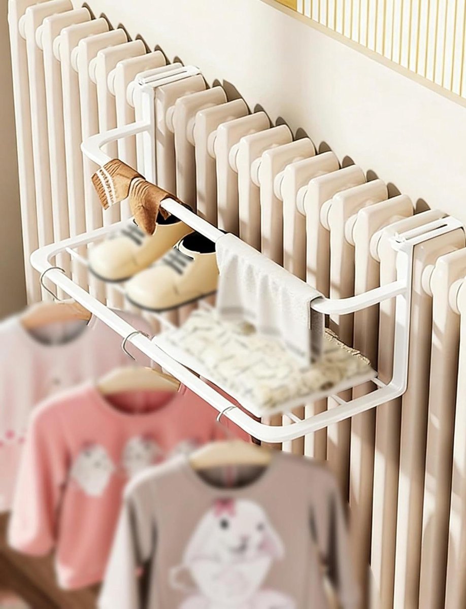 Radiator Droogrek - Kledinghanger - Efficiënt Drogen - Dubbel Laags Ontwerp - 40 cm - Natu