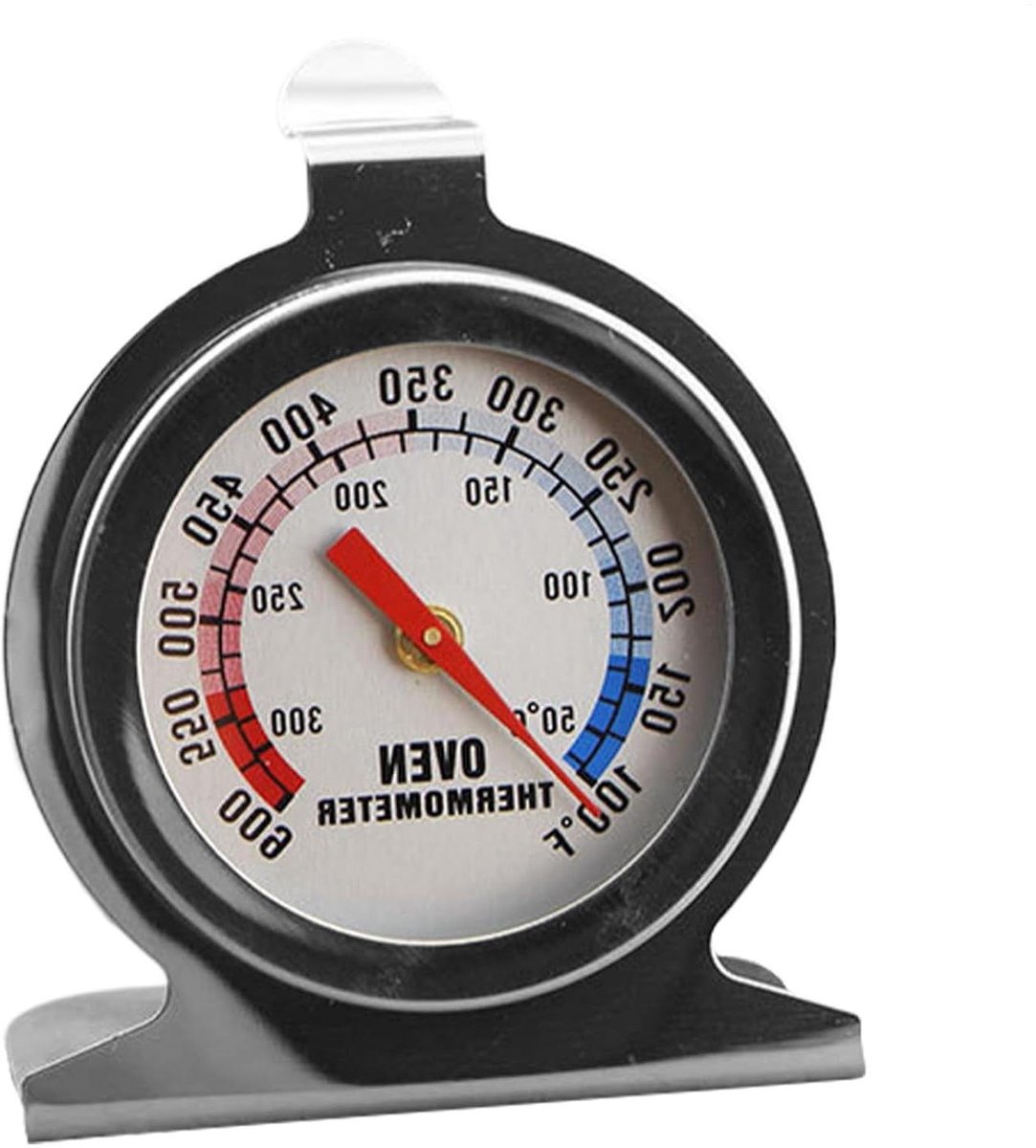 Oventhermometer Roestvrij Staal - Kookthermometer Bakken - Temperatuur Bewaken - Stabiele Basis - 6 x 6 x 10 cm - Zilver