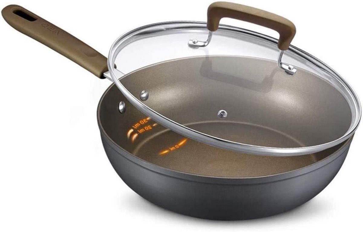 Koekenpan - Steak pan - Gezond koken - Niet-klevende coating - Grote capaciteit - Zwart