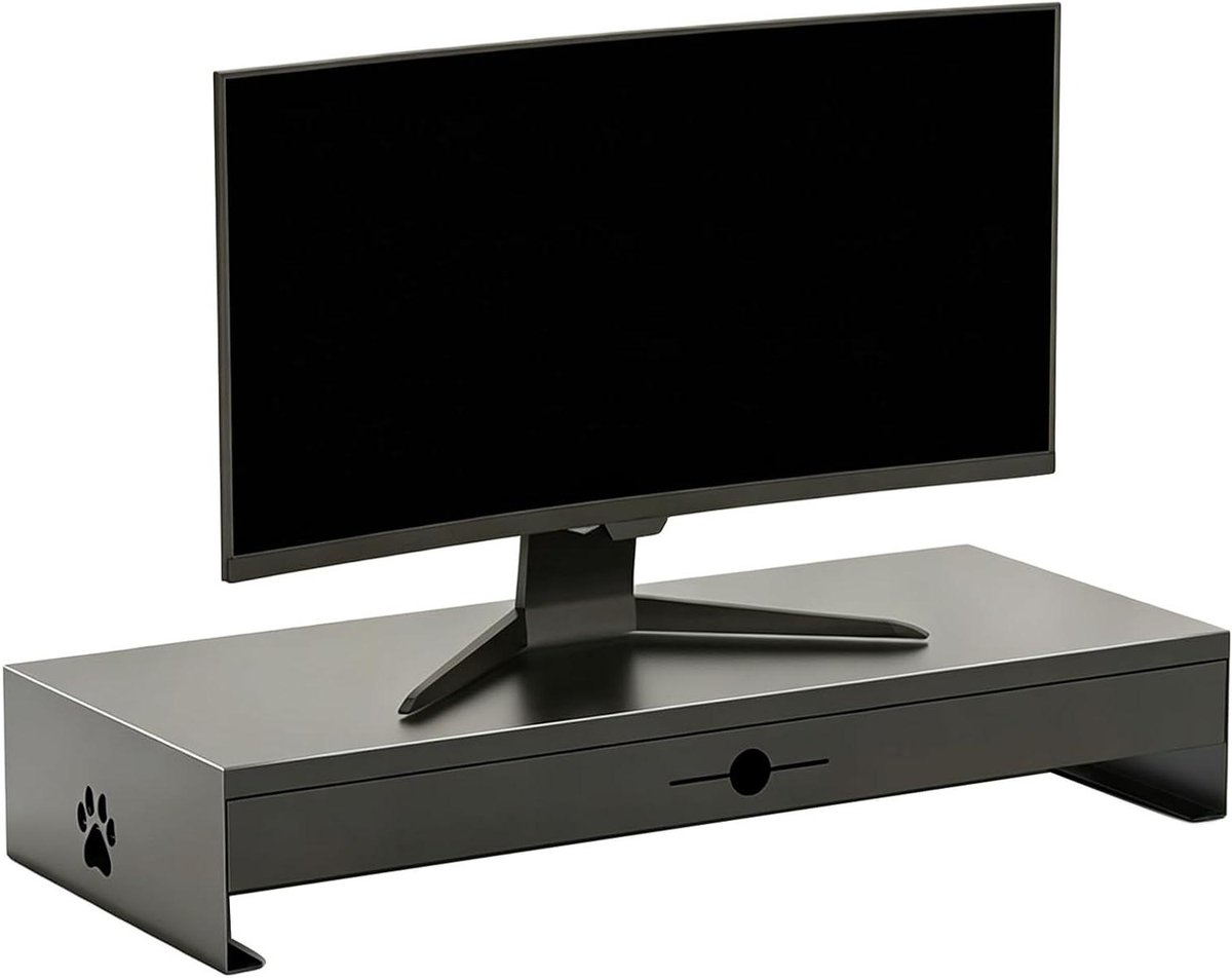 Monitorstandaard met Lade - Bureau Organizer Plank - Ergonomisch Werken - Soepel Uitschuifbare Lade