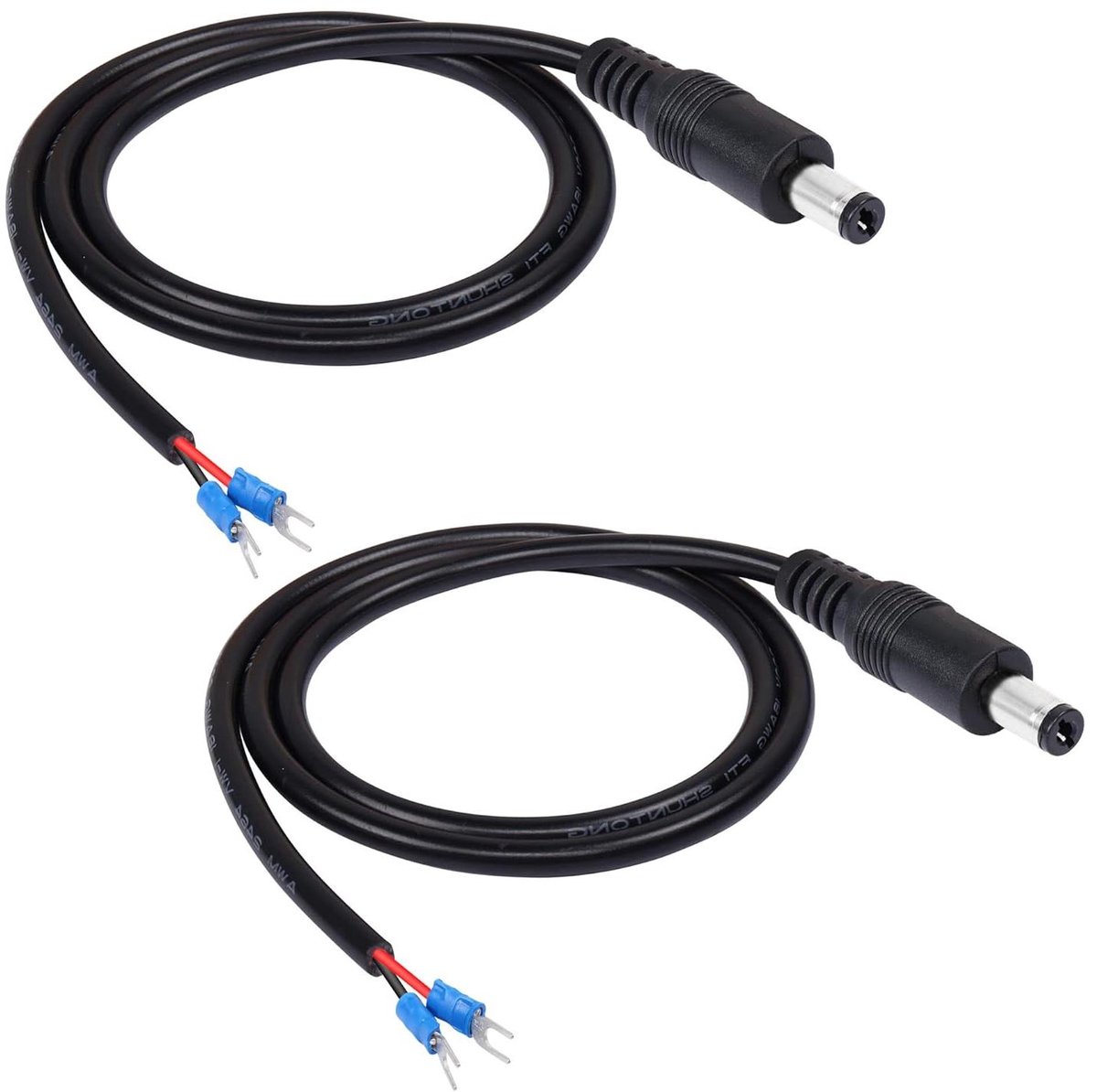 DC naar Spade Kabel - Stroomkabel Connector - Elektrische Reparaties - Pure Koperdraad - 80 cm - Zwart