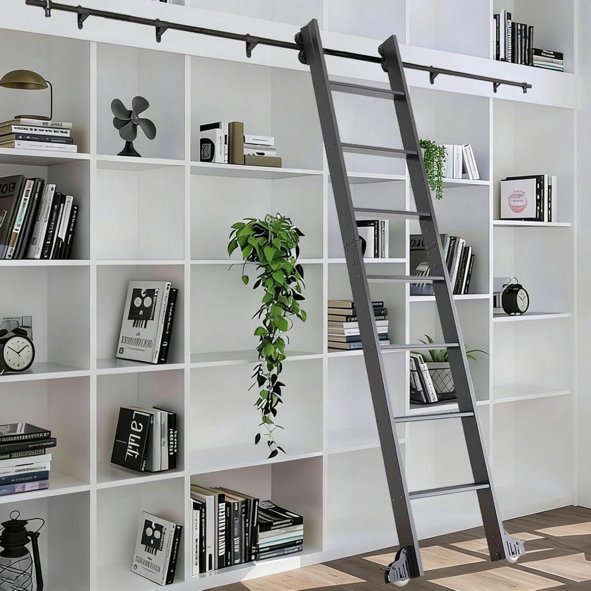 Ladder Hardware Kit - Schuifrail Set - Toegang tot Hoogte - Robuust Koolstofstaal - 3.3-24ft - Zwart