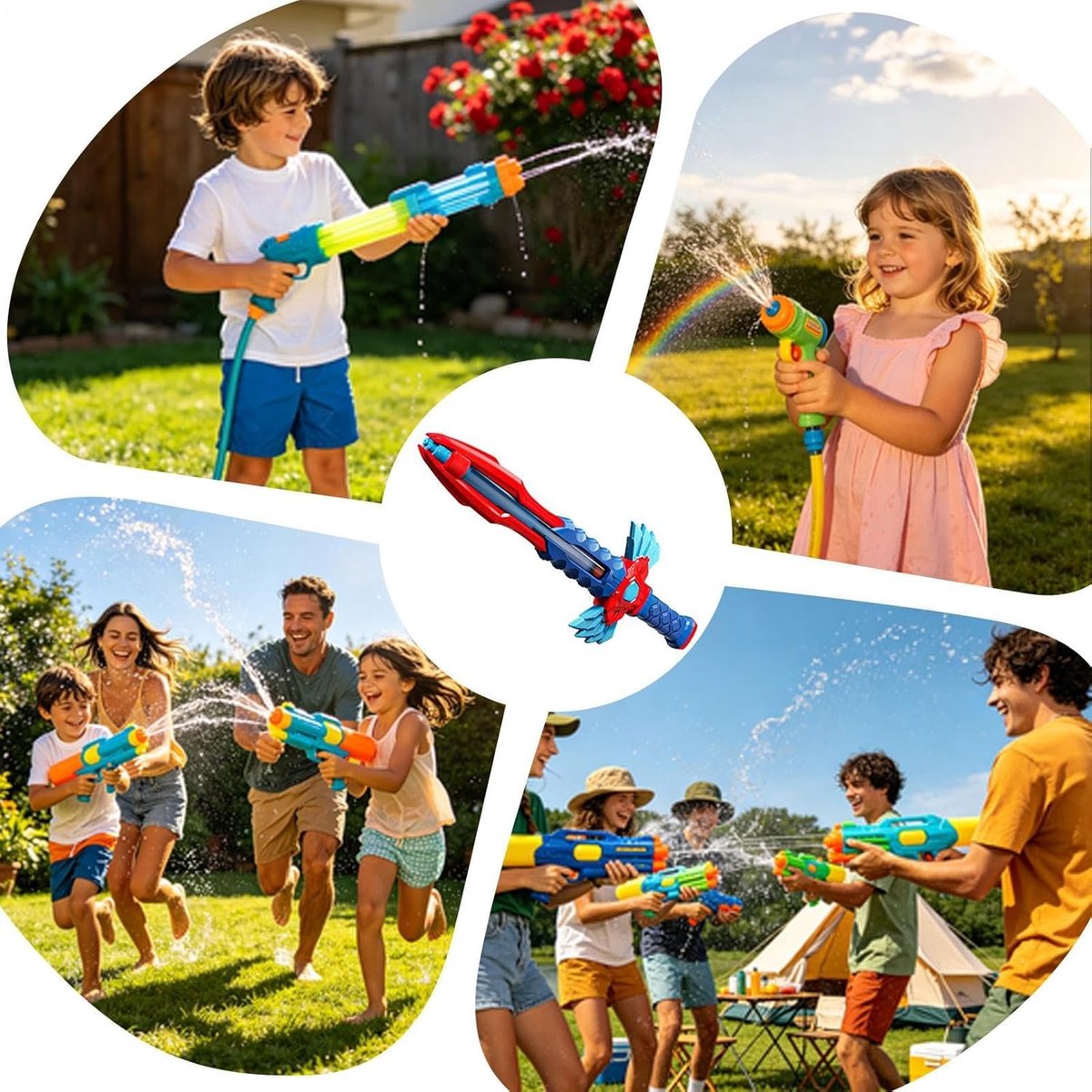 Water Sproei Speelgoed - Waterkanon Kinderen - Buiten Spelen - 5 Gaten Sproei - 43 cm Lengte - Blauw – foto 4
