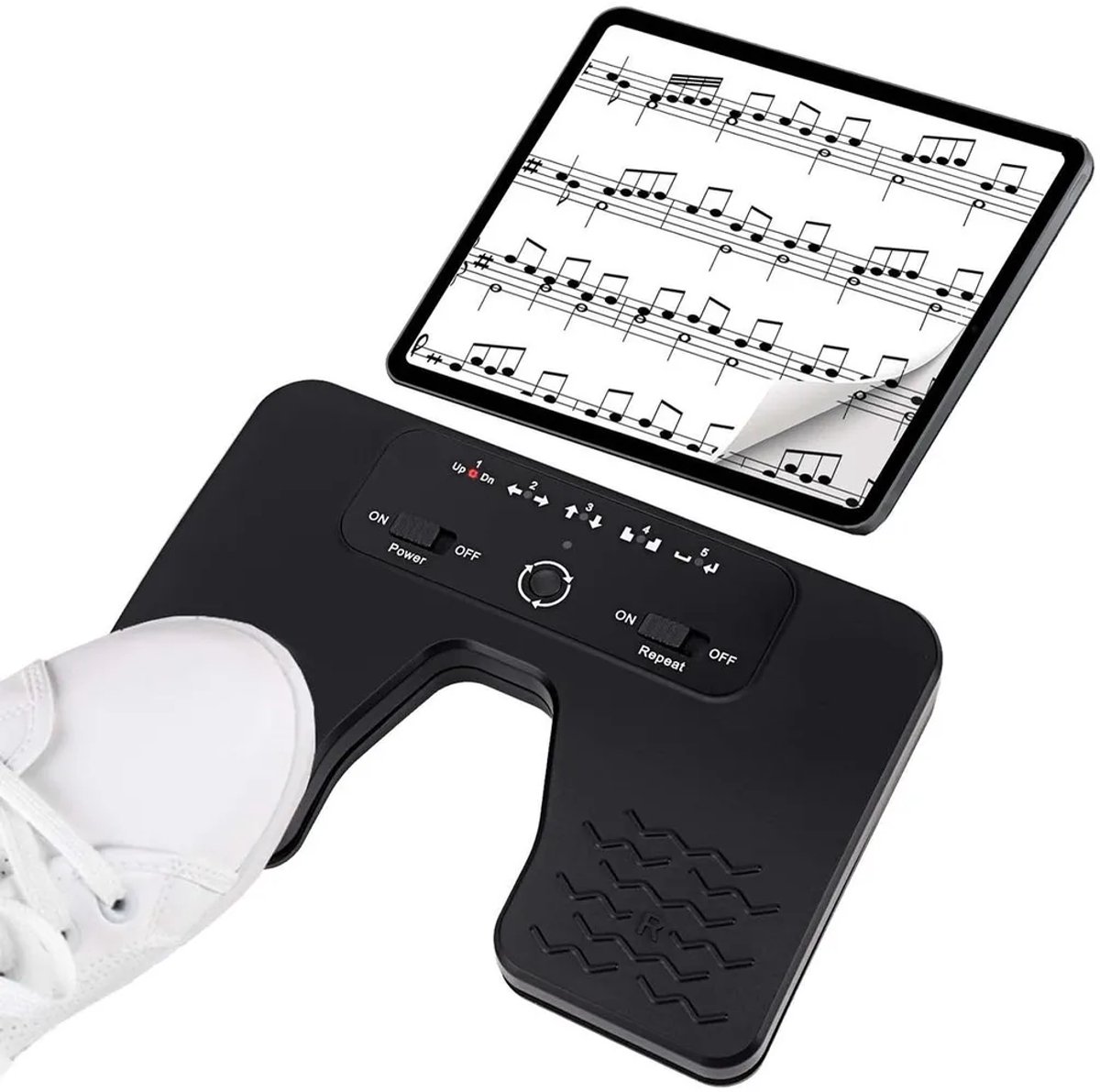 Bluetooth-voetpedaal Geschikt voor het omslaan van pagina's, oplaadbaar en stil, Geschikt voor tablets en smartphones, modern design, afmetingen: 17 x 11 x 2,3 cm