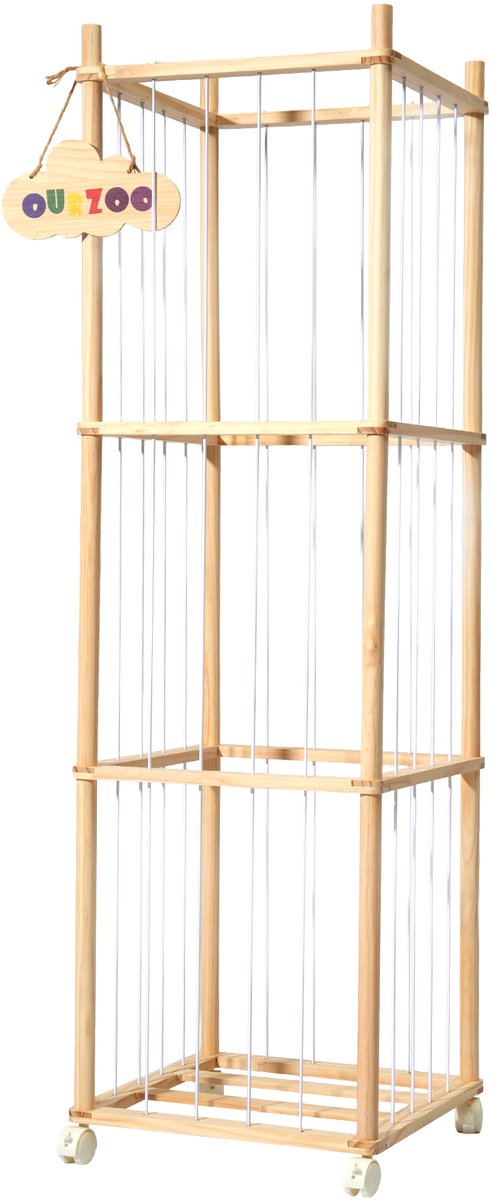 YONO Knuffel Opberger XL – Knuffel Opbergkast op Wielen – Speelgoed Opberger Kinderkamer – Houten Knuffelrek – Opbergmand Knuffels – 136 cm — afbeelding 2