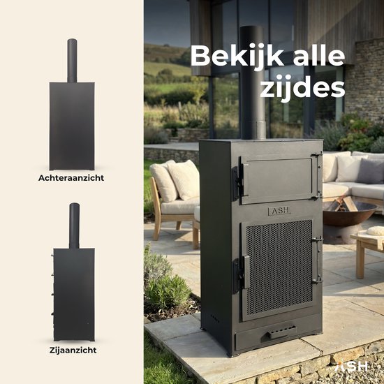 ASH Forno Pizza Oven voor Buiten - Tuinhaard & BBQ in één - Inclusief Pizzasteen - Dubbelwandig Staal - 126 cm — afbeelding 5
