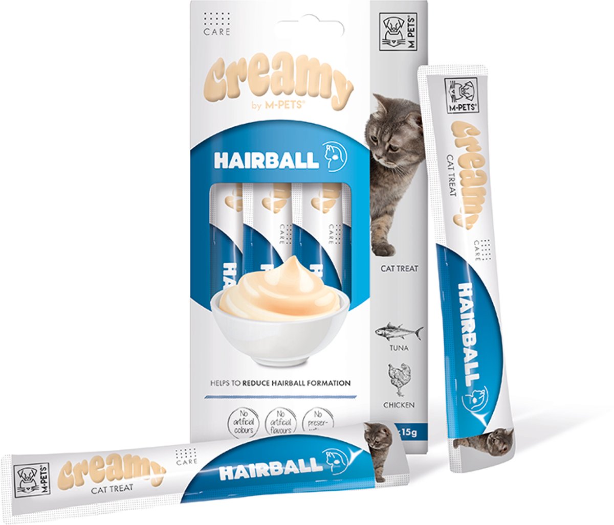 Creamy kat functionele snack haarbal - tonijn & kip 60g - per 12