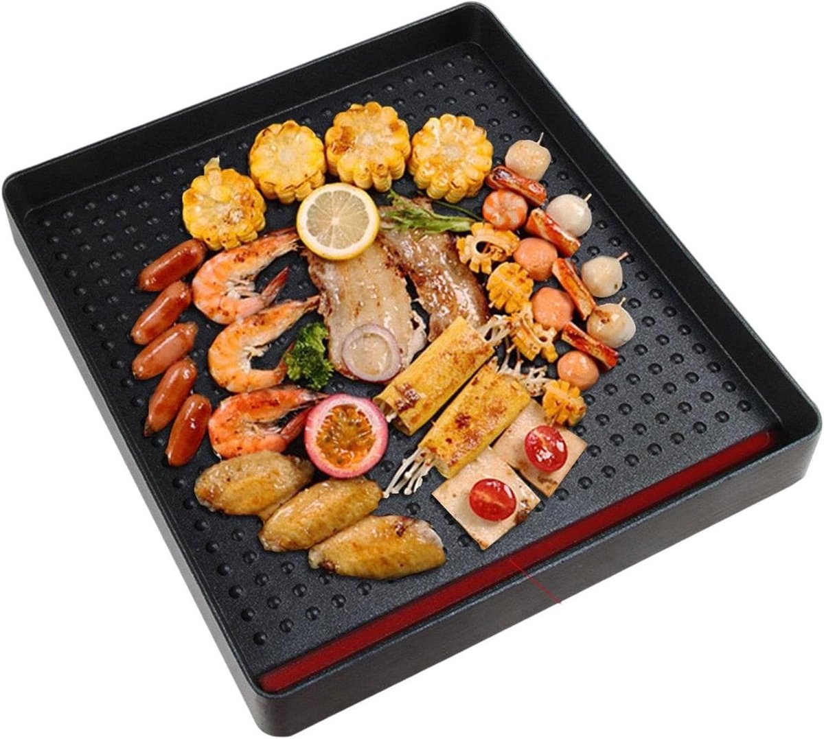 Grillschalen Set - Bakplaten Barbecue - Buiten Koken - Antiaanbaklaag - 30 x 30 cm - Zwart