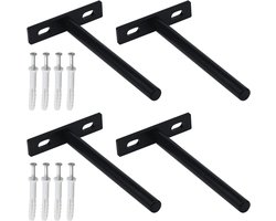 Zwevende Plankbeugels - Blinde Steunen - Decoratieve Wand - Verborgen Montage - 4 Stuks 5 Inch - Mat Zwart