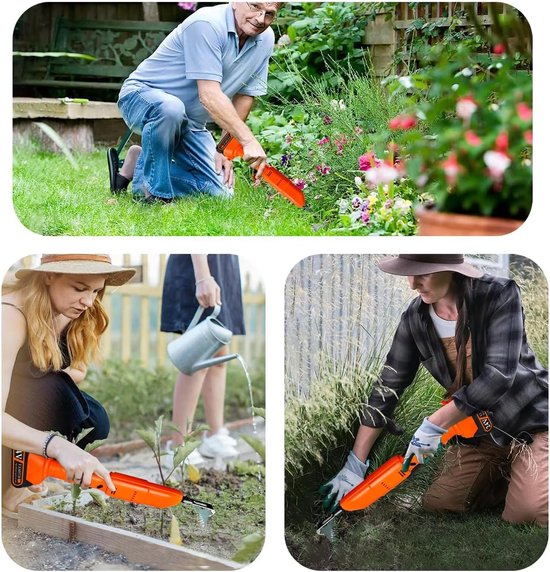 Draadloze Tuinfrees - Elektrische Frees - Bodem Bewerken - Telescopische Steel - 10 cm Werkbreedte - Rood — afbeelding 4