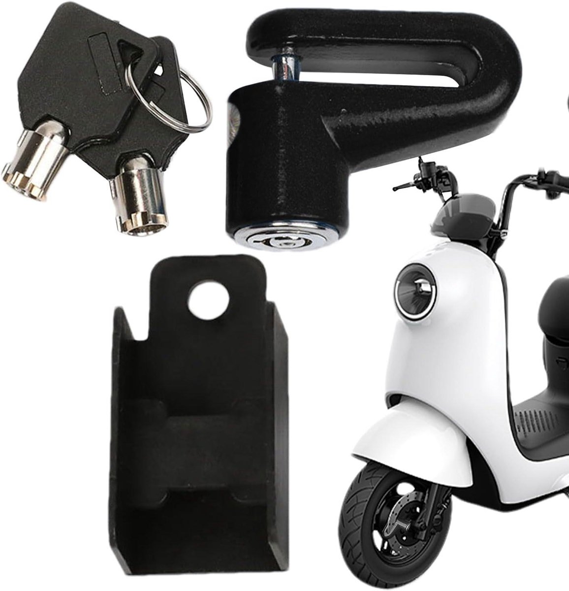 Remschijfslot Motor - Wielslot Scooter - Diefstal Beveiligen - Waterdicht Staal - 14.6 cm - Zwart