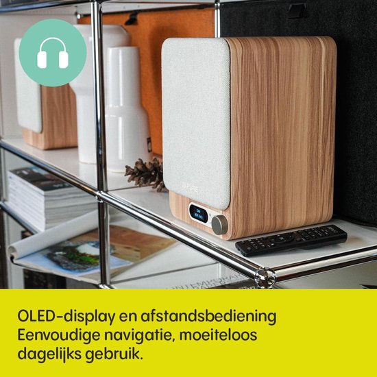 Stereo Geluidssysteem - Actieve Luidsprekers - Muziek en TV - HDMI ARC Connectie - 18.7 x 17.5 cm - Wit Eiken — afbeelding 3