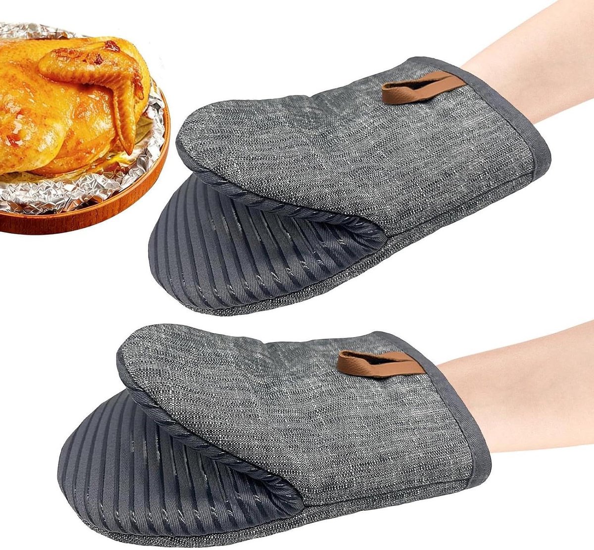 Kleine ovenwanten - Bakhandschoenen set - Hete objecten hanteren - Antislip siliconen grip - 2 stuks - Grijs