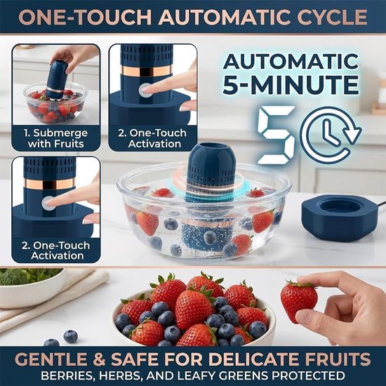 Fruit- en groentereiniger - Capsulevormig reinigingsapparaat - met OH-ionzuiveringstechnologie - waterdicht en snoerloos - 1 stuk(geel) — afbeelding 5