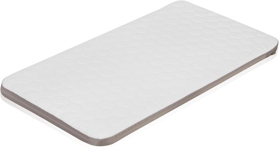 Wit matras met honingraatpatroon en grijze rand.