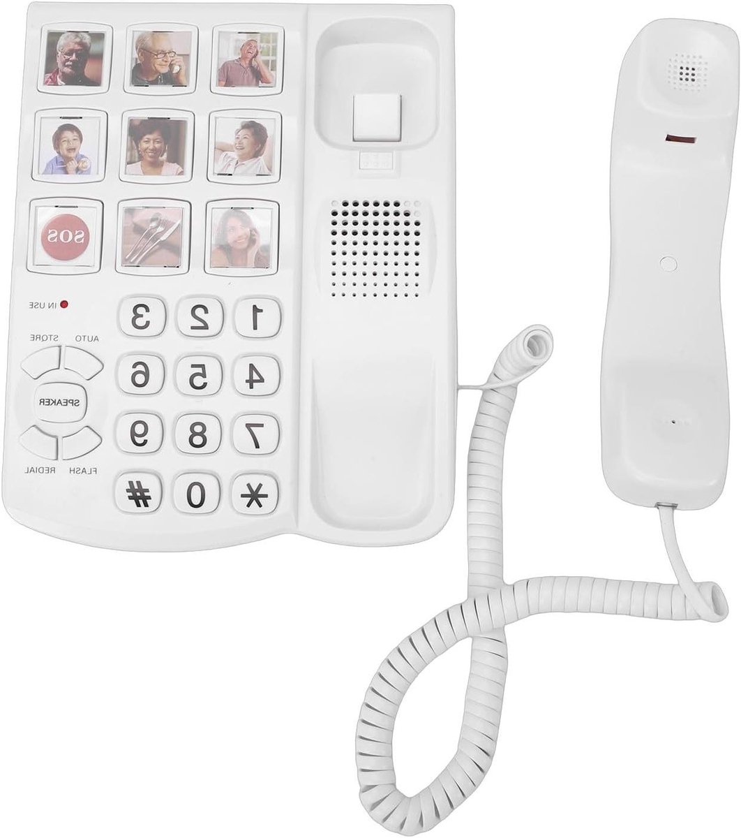Vaste Telefoon - Senioren Telefoon - Eenvoudig Bellen - Grote Fotoknoppen - 23 x 23 x 7 cm - Zwart