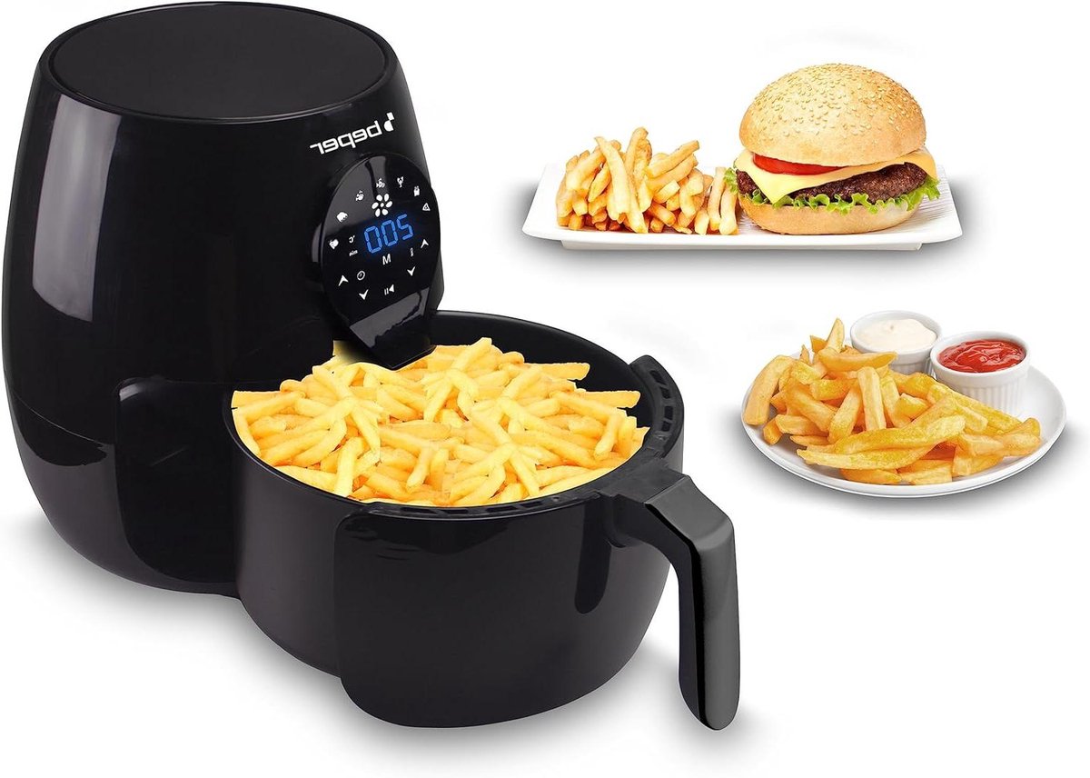 Airfryer Zonder Olie - Hetelucht Frituurpan - Gezond Koken - 7 Programma's Digitaal - 5 Liter Inhoud - Zwart
