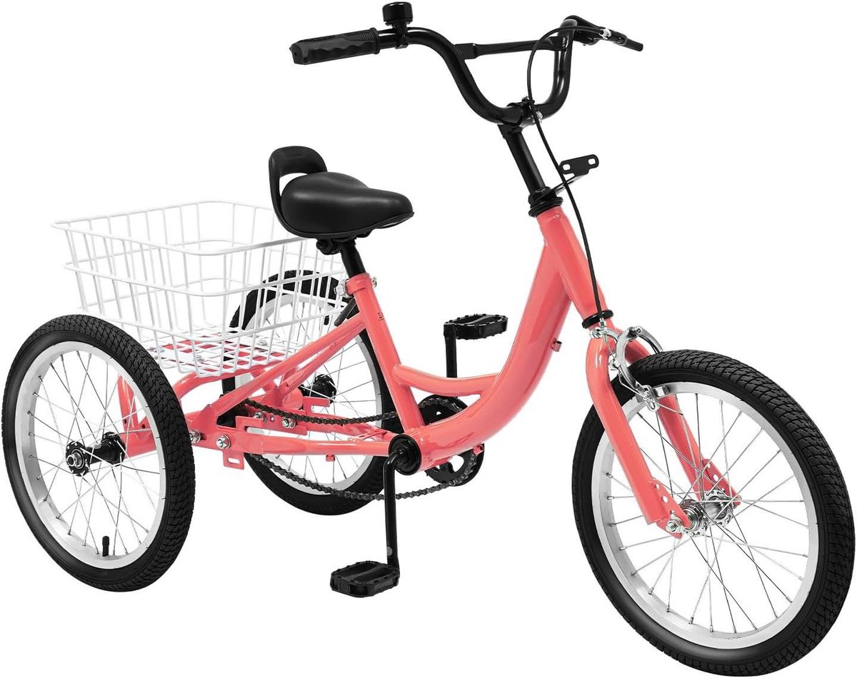 Kinder driewieler - Driewieler fiets - Veilig buiten spelen - Verstelbaar stuur zadel - 16 inch - Lichtoranje groen